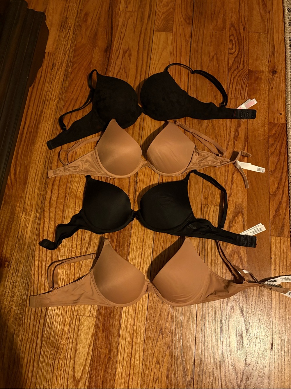 PINK Victoria's Secret Smooth push up Bras - Black & Nude (Set of 4)